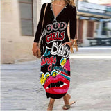 Work Dresses with Pockets Women's Dress Autumn and Winter Printed Skirt with Zipper Pocket Dress