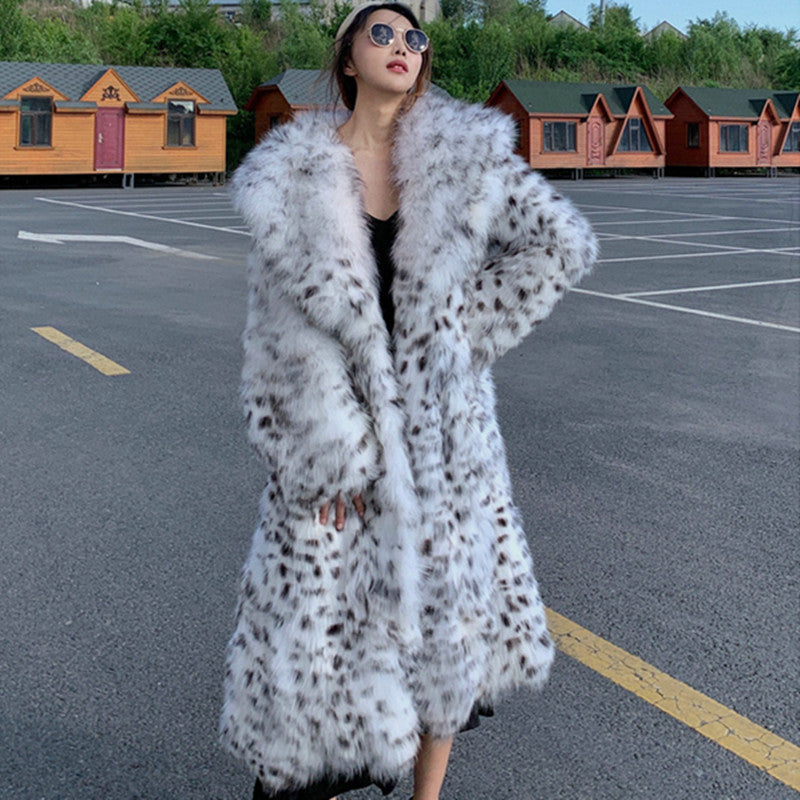 Women Dalmatian Coat2022 Faux Fox Fur Fur Black Dot Leopard Print Coat Fur for Women