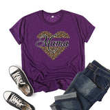 Boy Mama T Shirt Leopard Print Love Mama Printed Short Sleeve round Neck T-shirt