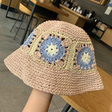 Straw Hat Flower Hand-Woven Straw Hat for Women