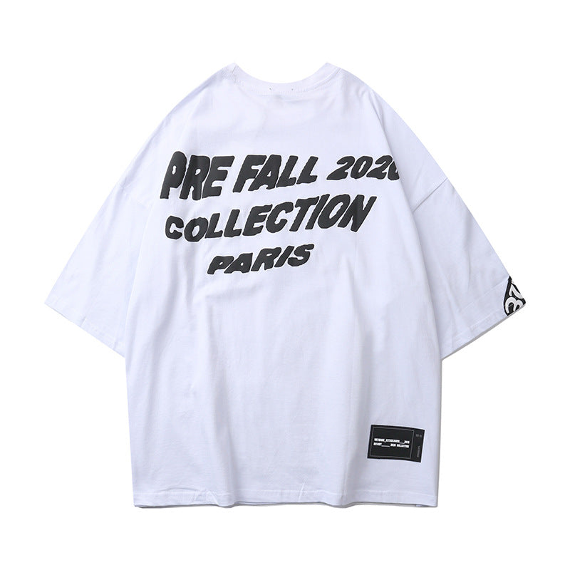 We11done T Shirt Summer Letters Puff Print Loose-Fitting Casual round-Neck Men and Women