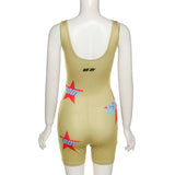 Summer Fashion Printed Sexy Sheath Tight Casual Fitness Sports Jumpsuit