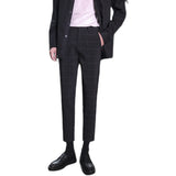 Men Suit Pants Checked Suit Trousers Loose Casual Pants Stripes