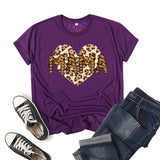 Boy Mama T Shirt Leopard Print Love Mama Printed Short Sleeve round Neck T-shirt