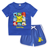 Children Pokemon Pikachu Tshirts & Shorts Casual Sweat Wicking Suit Neutral