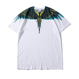 Marcelo Burlon T Shirt Black and White Yellow Green Wings Feather Printed Short Sleeve T-shirt Men and Women Couple Harajuku Half Sleeve
