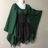 Vintage Empire Waist Dress Party Long Sleeve Women's Stitching Dress