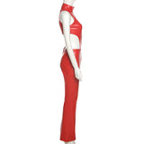 Autumn Sexy Sleeveless Zipper Hollow High Waist Tight Poly Urethane Leather Jumpsuit
