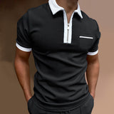 Polo Shirts Men's Zipper Color Matching T-shirt Top