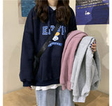 Slogan Graphic Hoodie Oversize Fleece Padded Coat