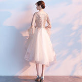 Prom Dresses Evening Gown Female Banquet Short-Length Daily Style Golden Bridesmaid Tuxedo Dress Student