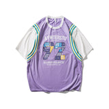 Men's T-shirt Sports Summer High Street Loose Contrast Color Vest Letter Print Paisley Short Sleeve T-shirt for Men