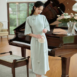 Women Cottagecore Dress Cheongsam Daily Dress Summer Style