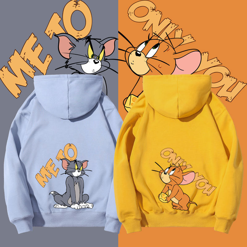 Tom and Jerry Hoodie Brushed Hoody Men's Hooded Autumn and Winter Loose Coat