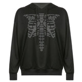 Skeleton Hoodie Sternum Hot Drilling Fashion Loose Long Hoodie