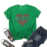Boy Mama T Shirt Leopard Print Love Mama Printed Short Sleeve round Neck T-shirt