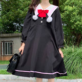 Gothic Lolita Harajuku Style Dressing Long Sleeve Bowknot Midi Dress