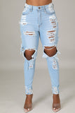 Women Distressed Denim Jeans Ripped Jean Worn Stretch Jeans Skinny Pants Women