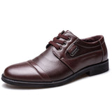 Indo Western Shoes Spring Men's Casual Leather Shoes Lace-up Litchi Leather Shoes