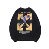 Off White Sweatshirts Long Sleeve round Neck Sweater Autumn and Winter Ladder Arrow Pattern Terry Sweater for Men and Women