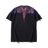 Marcelo Burlon T Shirt Purple Wings Feather Short Sleeve T-shirt Loose Version Couple's Tops Men and Women Half Sleeve