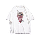 Summer Cartoon Animal Kitten Printed Short-Sleeved T-shirt Male Young Couple Tee round Neck