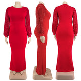 Nina Parker Dresses plus Size Sequin Sleeve Stitching Dress