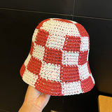 Straw Hat Chessboard Hand-Woven Straw Hat