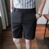 Men Shorts Slim-Fit Solid Color Casual Shorts