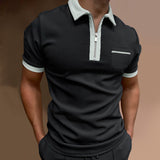 Polo Shirts Men's Zipper Color Matching T-shirt Top