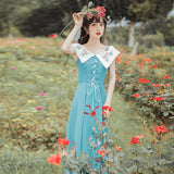 Women Cottagecore Dress Summer Suspender Dress