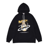 Man Fall Winter Outfis Winter Clothes Cartoon Fun Printed Fleece Hoodie Boys Casual Loose Pullover Top