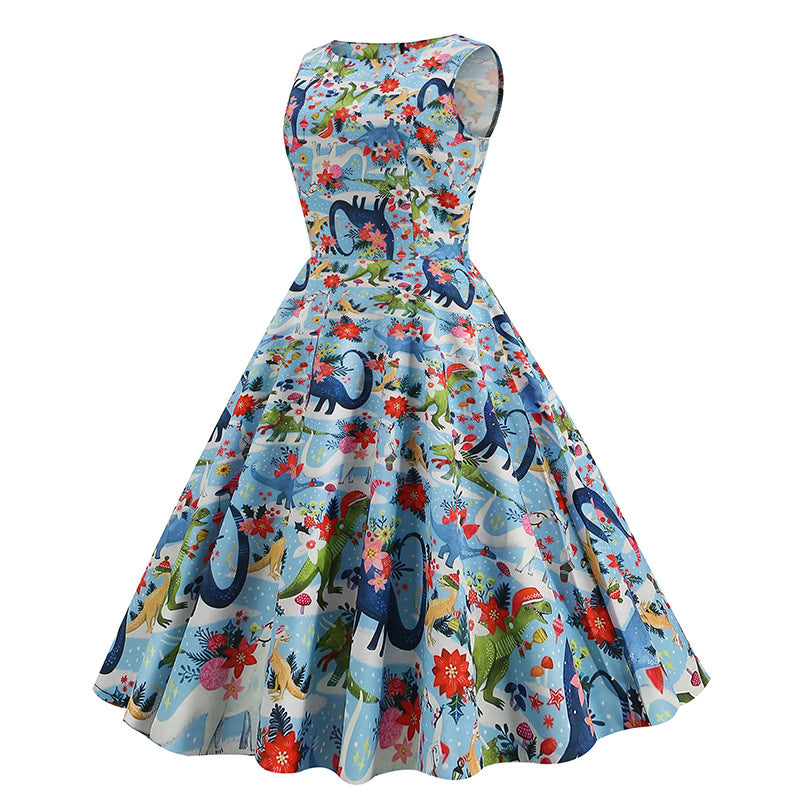 Vintage Empire Waist Dress Women's Printed Dress Party Dress
