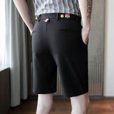 Men Shorts Slim-Fit Solid Color Casual Shorts