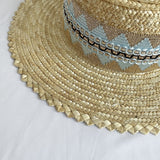 Straw Hat Flat Straw Hat Women's Lace Sun Hat