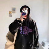 Slogan Graphic Hoodie Loose Long Sleeve Top