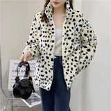 Women Dalmatian Coat Leopard Print Lamb Wool Coat Female Autumn And Winter Loose