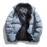Man Fall Winter Outfis Winter Denim Stitching Stand Collar Cotton-Padded Jacket for Male Students Thermal Cotton-Padded Clothes
