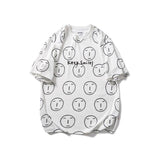 Men T Shirt Summer Casual Tops Men's Clothes Summer Wear Retro Men's round Neck Short Sleeve Casual Loose Full Printed Cartoon Face T-shirt
