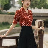 Women Cottagecore Dress Spring Vintage Shirt Skirt