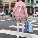 Gothic Lolita Harajuku Style Clothing Autumn Sailor Collar Bowknot Rabbit Ears Loose Sweater