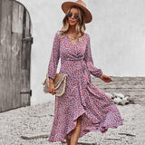 Work Dresses for Girls Autumn and Winter Dress Wrapped Chest Large Swing Skirt Casual Vacation Style
