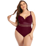 Women plus Size Swimming One-Pieces Cutout Plain Bikini