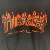Thrasher T Shirt Thrasher Black Flame Print Loose Short Sleeve