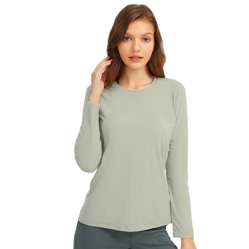 Moisture Wicking Shirts Fall/Winter Nude Feel Yoga Clothes Slim Fit Sports Long Sleeve T-shirt Quick-Drying Women's Workout Clothes