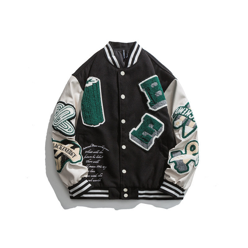 Letterman Jacket Outfit Senior Jackets Varsity Baseball Coat Autumn Loose Casual Coat for Men