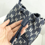 Yankees Shoulder Bag Denim Drawstring Messenger Bag Wide Shoulder Strap Women's Handbag
