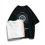 Puzzle Smiley Face Short Sleeve T-shirt Men's Summer Loose Half Sleeve Student Casual