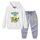 Children Pokemon Pikachu Hoodie & Pant Set Hooded Sweater Trousers Two-Piece Baby Cotton Sweater Suit
