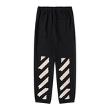 Off White Winter Pants Autumn and Winter Fleece-Lined Casual Trousers Men and Women